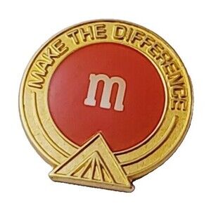 1999 M&M Mars Make A Difference - Red M&M Gold tone Inclusion Award Lapel  Pin